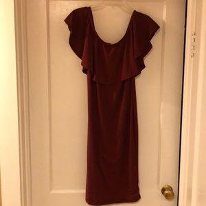 Burgundy off the shoulder Bodycon dress